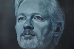 Assange, 180x180cm, oil on canvas, 2020