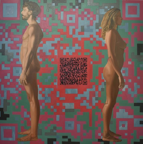 Adam and Eve, 180x180cm, oil on canvas, 2020