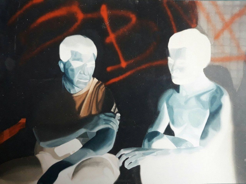 Smokers, 140x120cm, oil on canvas, 1998
